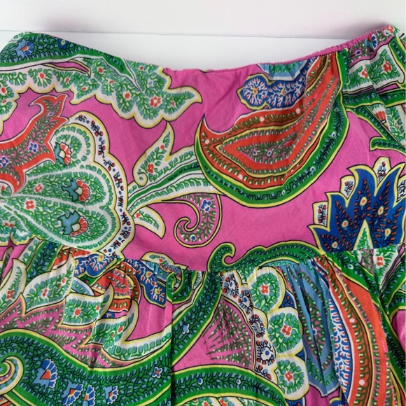 Lauren Ralph Lauren M Pink Paisley Tiered Cotton Flowy Women Maxi Skirt BOHO - Picture 6 of 10